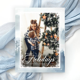 Cartes Pour Fêtes Annuelles Joyeux Noël Moderne Bleu