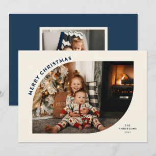 Cartes Pour Fêtes Annuelles Joyeux Noël moderne Cadre lettres bleues
