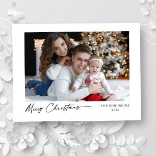 Cartes Pour Fêtes Annuelles Joyeux Noël Moderne Calligraphie Élégante Photo