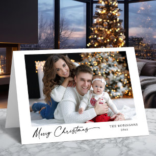 Cartes Pour Fêtes Annuelles Joyeux Noël Moderne Calligraphie Élégante Photo