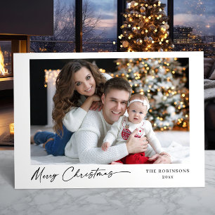Cartes Pour Fêtes Annuelles Joyeux Noël Moderne Calligraphie Élégante Photo