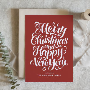 Cartes Pour Fêtes Annuelles Joyeux Noël Moderne Calligraphie Rouge