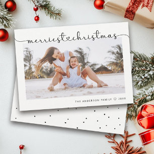 Cartes Pour Fêtes Annuelles Joyeux Noël Moderne Élégant Script Photo