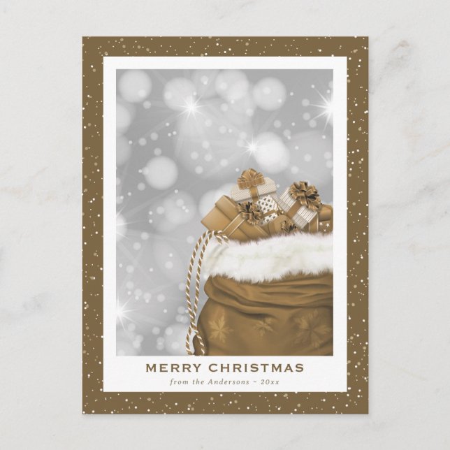 Cartes Pour Fêtes Annuelles Joyeux Noël moderne en neige dorée (Devant)