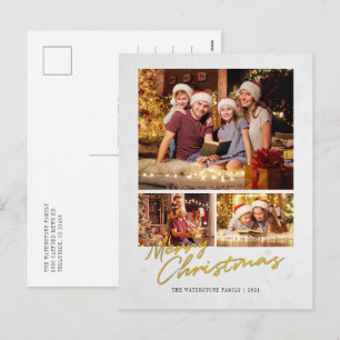 Cartes Pour Fêtes Annuelles Joyeux Noël moderne Famille Faux Gold Photo
