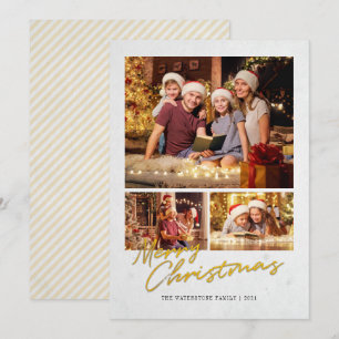 Cartes Pour Fêtes Annuelles Joyeux Noël moderne Famille Faux Gold Photo