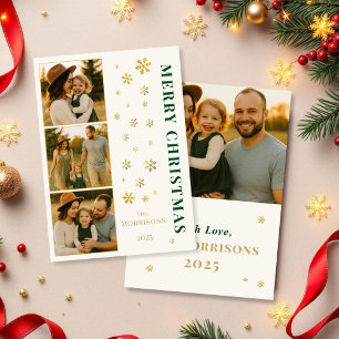 Cartes Pour Fêtes Annuelles Joyeux Noël moderne Famille Photo Flocon de neige