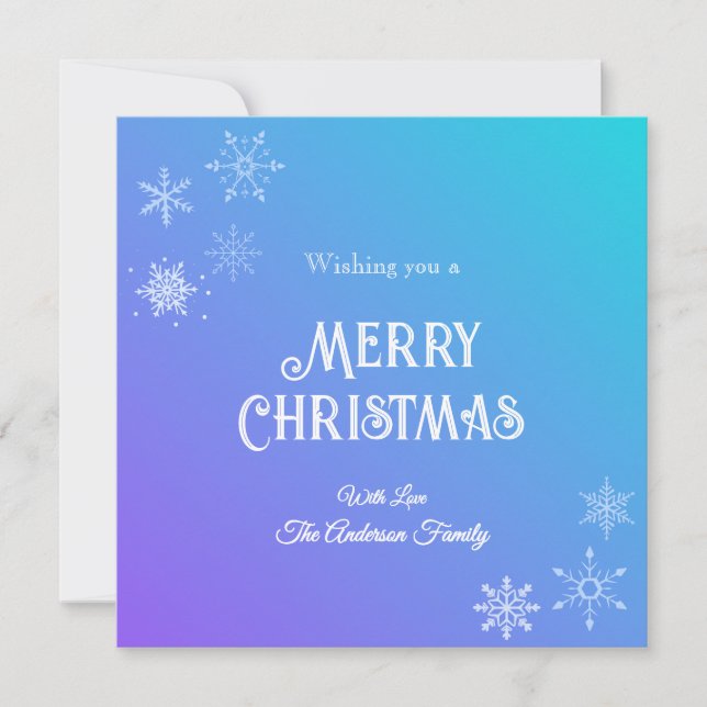Cartes Pour Fêtes Annuelles Joyeux Noël moderne Flocon de neige violet Turquoi (Devant)