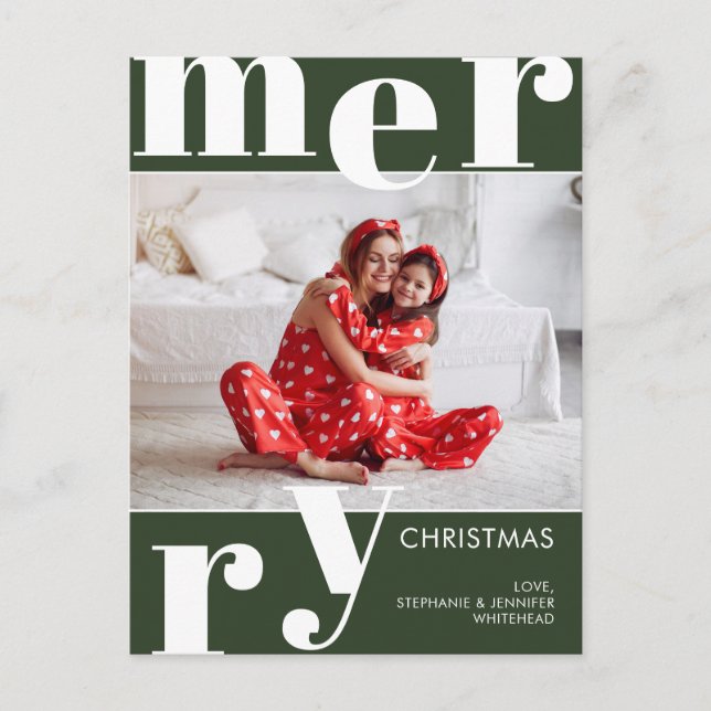 Cartes Pour Fêtes Annuelles Joyeux Noël moderne Forêt verte (Devant)
