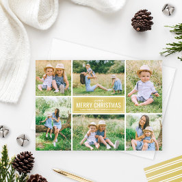 Cartes Pour Fêtes Annuelles Joyeux Noël moderne Gold Photo Collage