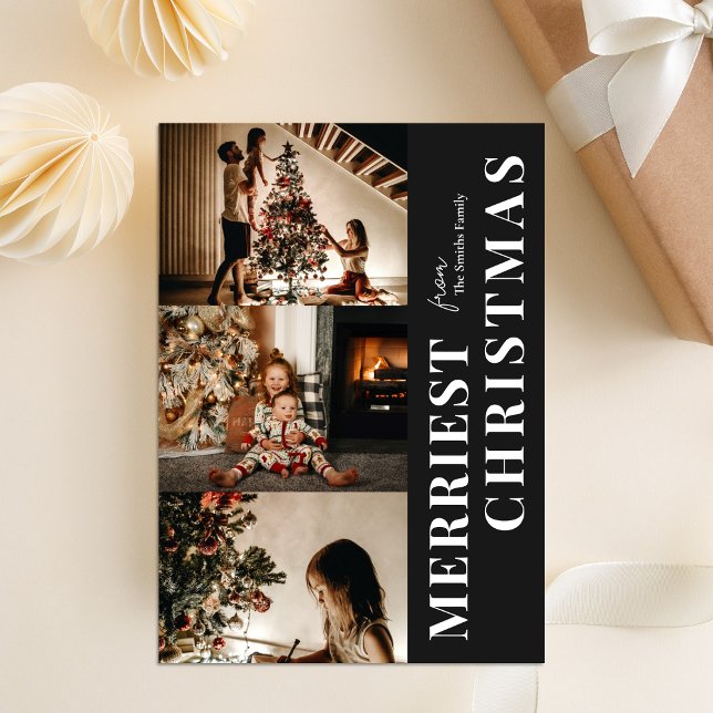 Cartes Pour Fêtes Annuelles Joyeux Noël moderne noir photo Script (Créateur téléchargé)