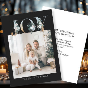 Cartes Pour Fêtes Annuelles Joyeux Noël ! Moderne, or noir, photo