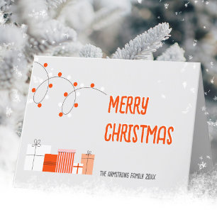 Cartes Pour Fêtes Annuelles Joyeux Noël moderne Orange Illustration cadeau