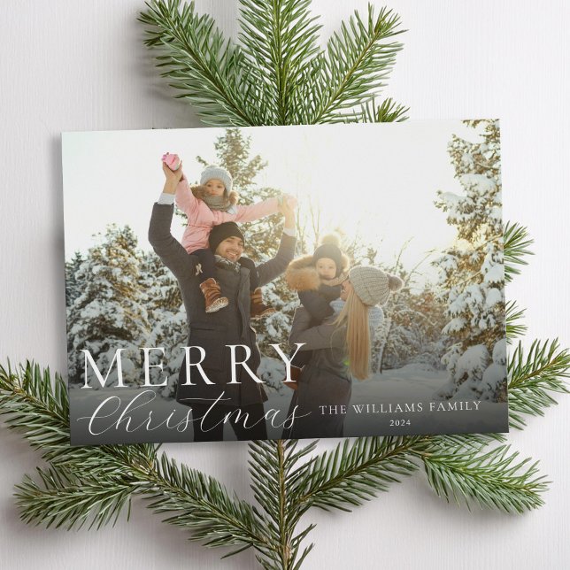 Cartes Pour Fêtes Annuelles Joyeux Noël Moderne Photo Élégante (Créateur téléchargé)