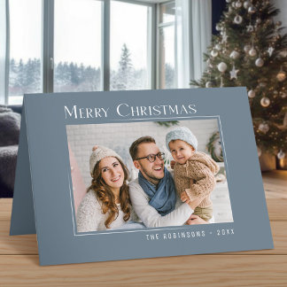 Cartes Pour Fêtes Annuelles Joyeux Noël Moderne Photo Famille Élégante Simple