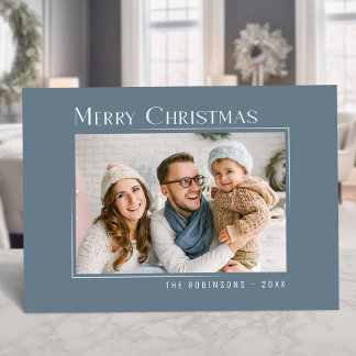 Cartes Pour Fêtes Annuelles Joyeux Noël Moderne Photo Famille Élégante Simple