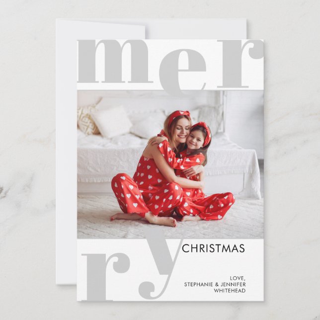 Cartes Pour Fêtes Annuelles Joyeux Noël moderne Photo Grey (Devant)