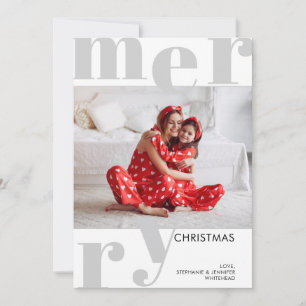 Cartes Pour Fêtes Annuelles Joyeux Noël moderne Photo Grey