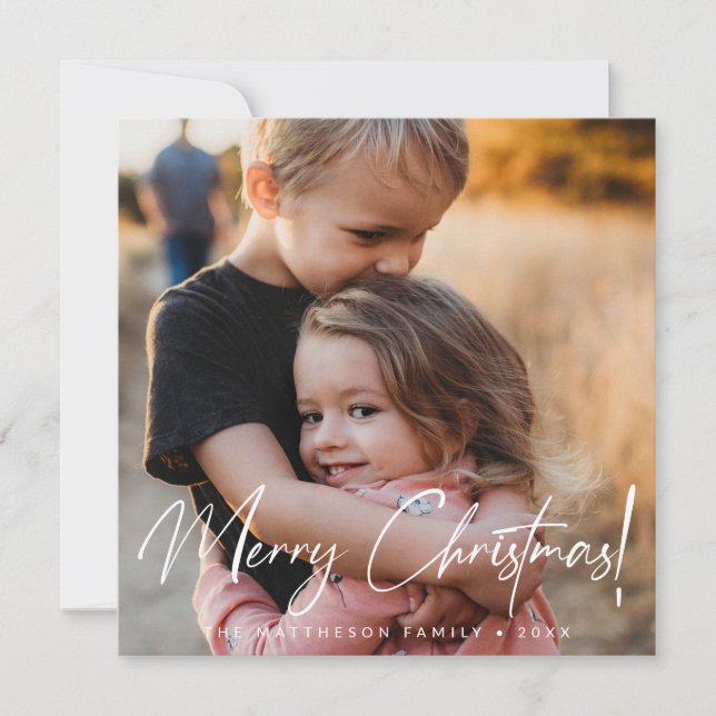 Cartes Pour Fêtes Annuelles Joyeux Noël moderne photo manuscrite (Devant)