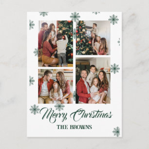 Cartes Pour Fêtes Annuelles Joyeux Noël moderne Quatre photos Collage vert