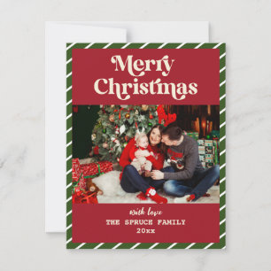 Cartes Pour Fêtes Annuelles Joyeux Noël moderne rayé Photo personnalisée