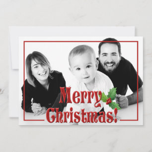 Cartes Pour Fêtes Annuelles Joyeux Noël moderne Revêtement rouge Photo personn