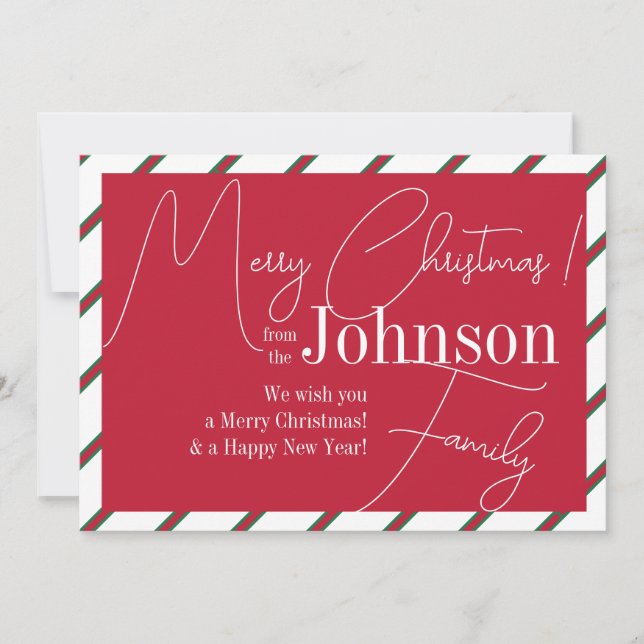 Cartes Pour Fêtes Annuelles Joyeux Noël Moderne Rouge et Vert (Devant)