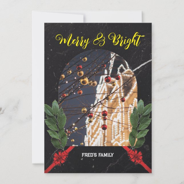 Cartes Pour Fêtes Annuelles Joyeux Noël moderne rouge vif (Devant)