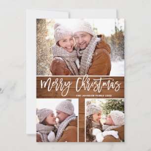 Cartes Pour Fêtes Annuelles Joyeux Noël Moderne Rustique 3 PHOTO Salutation