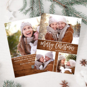 Cartes Pour Fêtes Annuelles Joyeux Noël Moderne Rustique 4 PHOTO Salutation