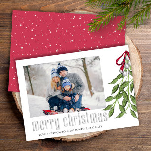 Cartes Pour Fêtes Annuelles Joyeux Noël Moderne Simple Mistletoe One Photo