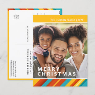 Cartes Pour Fêtes Annuelles Joyeux Noël Moderne Stripes Photo Holiday