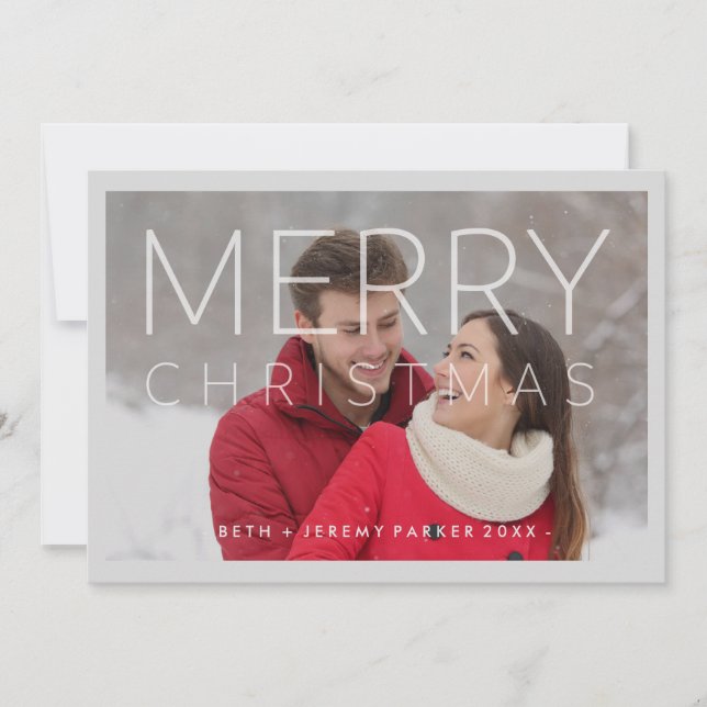 Cartes Pour Fêtes Annuelles Joyeux Noël moderne superposition avec photo (Devant)