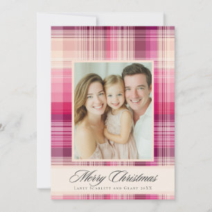 Cartes Pour Fêtes Annuelles Joyeux Noël motif férié carreau rose