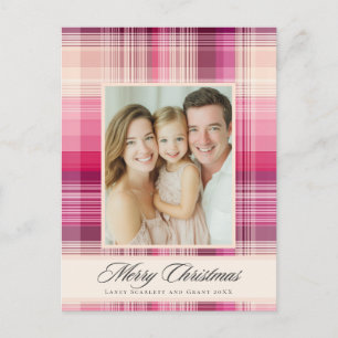 Cartes Pour Fêtes Annuelles Joyeux Noël motif férié carreaux rose