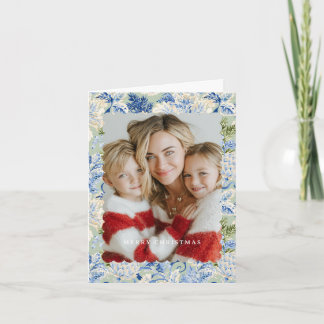 Cartes Pour Fêtes Annuelles Joyeux Noël Motif Vert et Bleu Vintage