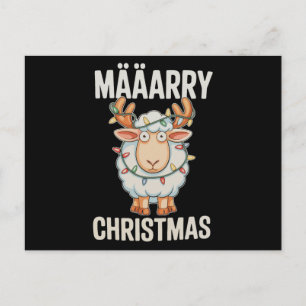 Cartes Pour Fêtes Annuelles Joyeux Noël Mouton Renne Bois Xmas Lumières