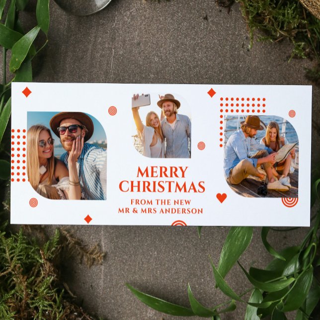Cartes Pour Fêtes Annuelles Joyeux Noël Mr & Mrs 3 Photo Collage Moderne (Créateur téléchargé)