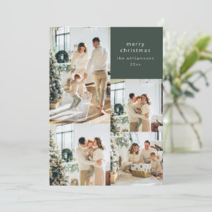 Cartes Pour Fêtes Annuelles Joyeux Noël Multi Collage de photos Message Vert