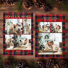Cartes Pour Fêtes Annuelles Joyeux Noel Multi Photo Red Plaid