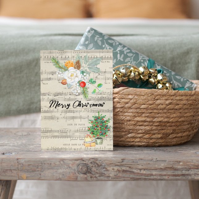 Cartes Pour Fêtes Annuelles Joyeux Noël Musique Papier Hiver Saison de voeux (Créateur téléchargé)