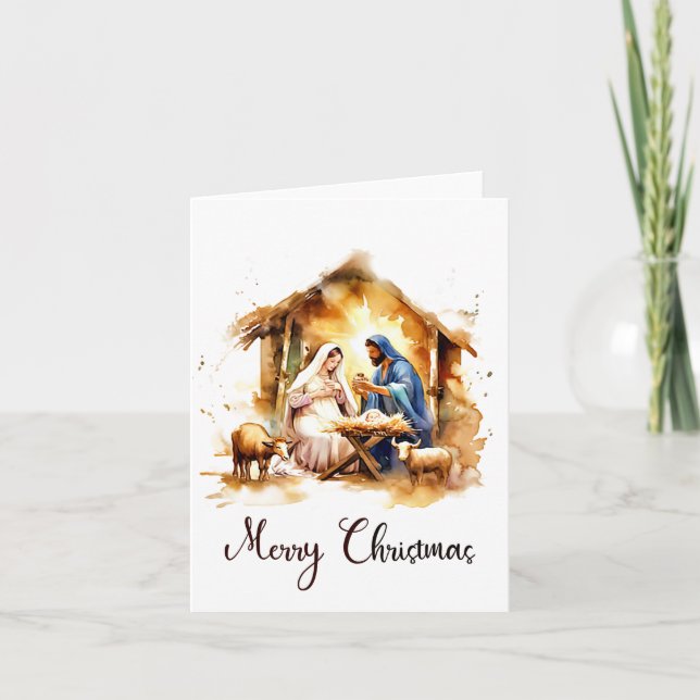 Cartes Pour Fêtes Annuelles Joyeux Noël Nativité (Devant)