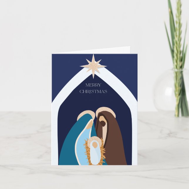Cartes Pour Fêtes Annuelles Joyeux Noël Nativité Design (Devant)