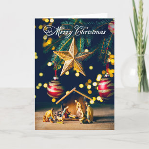 Cartes Pour Fêtes Annuelles Joyeux Noël Nativité sous arbre