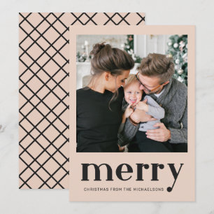 Cartes Pour Fêtes Annuelles Joyeux Noël Natural Plaid Check Photo
