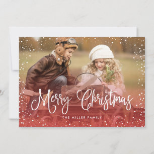 Cartes Pour Fêtes Annuelles Joyeux Noël Neige Rouge