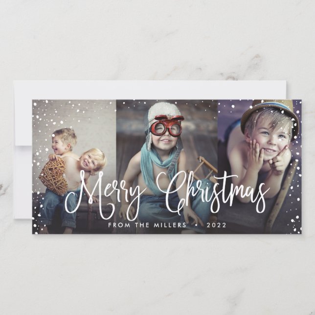 Cartes Pour Fêtes Annuelles Joyeux Noël Neige sans couture 3 photos (Devant)
