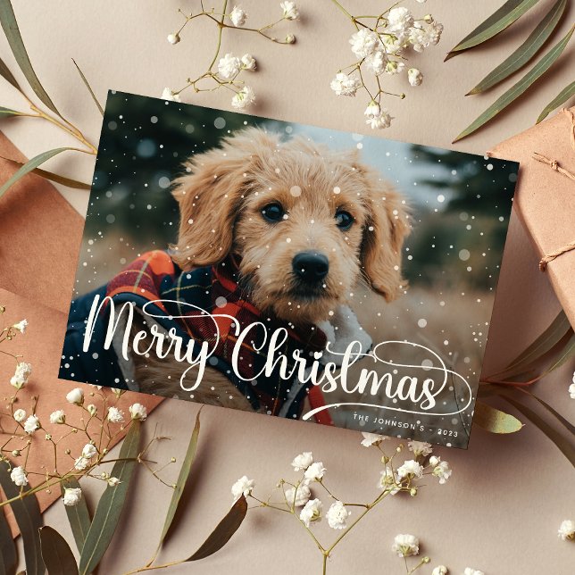 Cartes Pour Fêtes Annuelles Joyeux Noël Neige Superposition Photo (Créateur téléchargé)