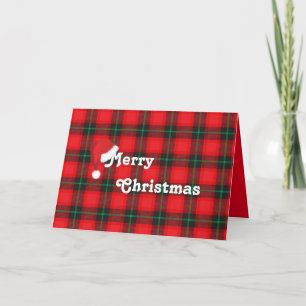 Cartes Pour Fêtes Annuelles Joyeux Noël Noël Chapeau Rouge Tartan Plaid Amusan