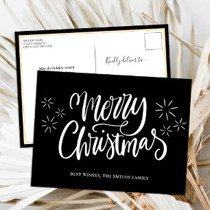 Cartes Pour Fêtes Annuelles Joyeux Noël Noir Calligraphie Moderne Non Photo
